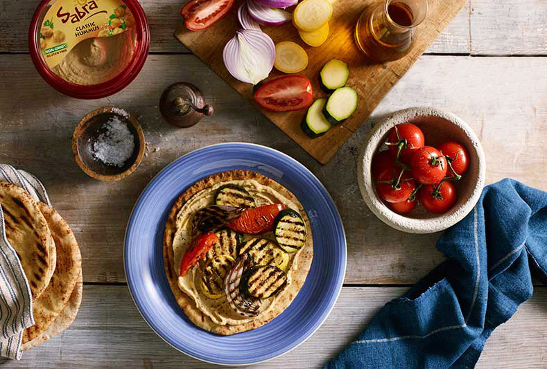 Grilled Vegetable Hummus Pita Pizza Image Of Grilled Vegetable Hummus Pita Pizza SKU: